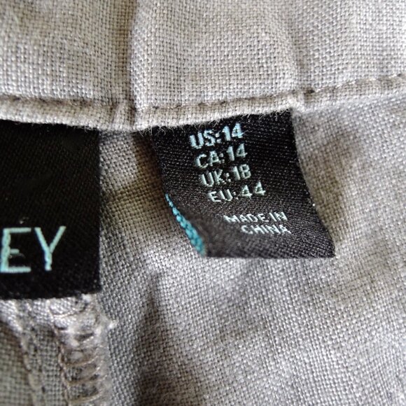 Cynthia Rowley Gray 100% Linen Tab Cuff Pants 14 - Picture 8 of 9